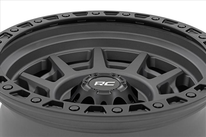 85 Series Wheel Simulated Beadlock Gunmetal Gray/Black 17x9 5x5.5 -0mm Rough Country
