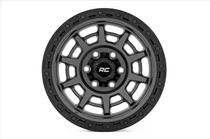 85 Series Wheel Simulated Beadlock Gunmetal Gray/Black 17x9 6x5.5 -12mm Rough Country