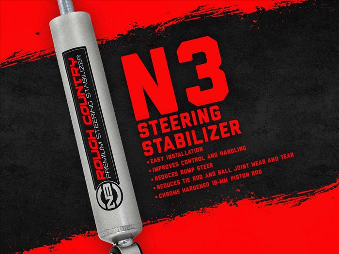 N3 Steering Stabilizer Axle Bracket 2-8 Inch Lift Jeep Wrangler JK (07-18) Rough Country