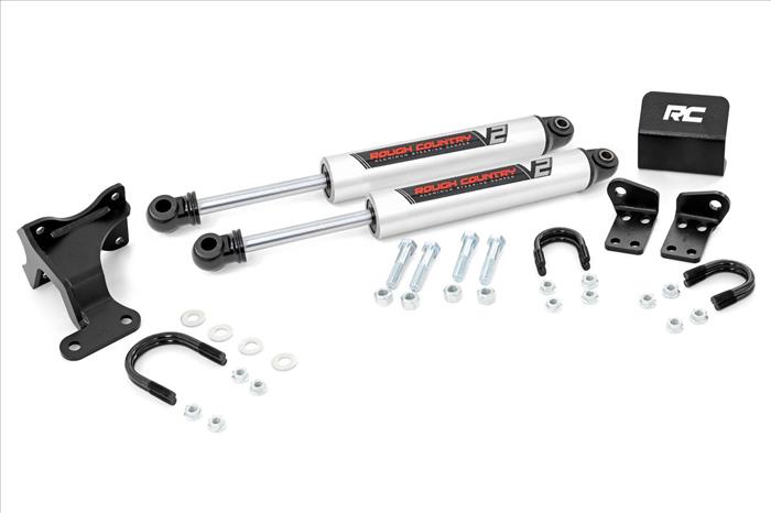 V2 Steering Stabilizer Dual 07-18 Jeep Wrangler JK Rough Country