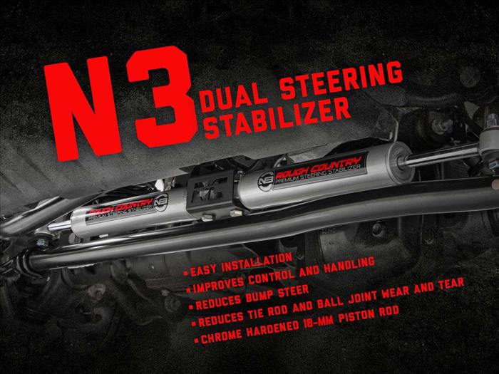 N3 Steering Stabilizer Dual 2-8 Inch Lift Ford Excursion (00-05)/Super Duty (99-04) Rough Country