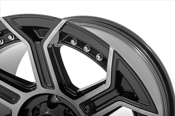 89 Series Wheel One-Piece Black Machined Gun Metal 17x9 5x4.5 -12mm Rough Country