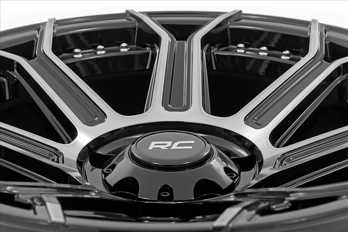 89 Series Wheel One-Piece Black Machined Gun Metal 17x9 5x4.5 -12mm Rough Country