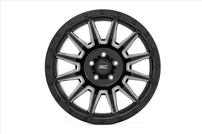 90 Series Wheel One-Piece Gloss Black w/machined spokes 20x9 6x5.5 0mm Rough Country