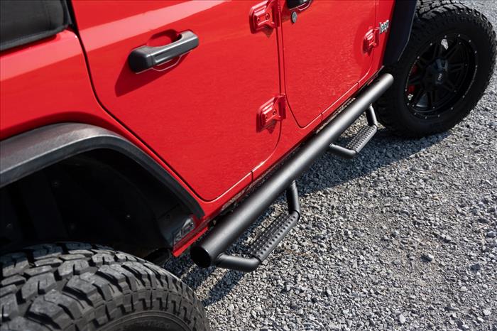 Nerf Steps Wheel to Wheel 4 Door Jeep Wrangler Unlimited 2WD/4WD (07-18) Rough Country
