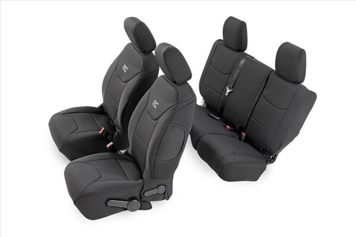 Jeep Neoprene Seat Cover Set Black 08-10 Wrangler JK Unlimited Rough Country