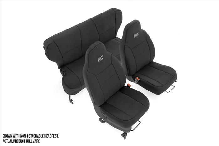 Jeep Neoprene Seat Cover Set Black 97-01 XJ w/Detachable Headrest Rough Country