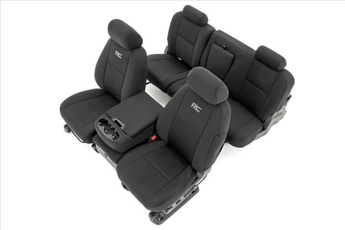 GM Neoprene Front and Rear Seat Covers Black (07-13 1500/11-13 2500) Rough Country