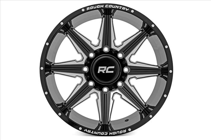 91 Series Milled One-Piece Gloss Black 20x12 8x170 -44mm Rough Country