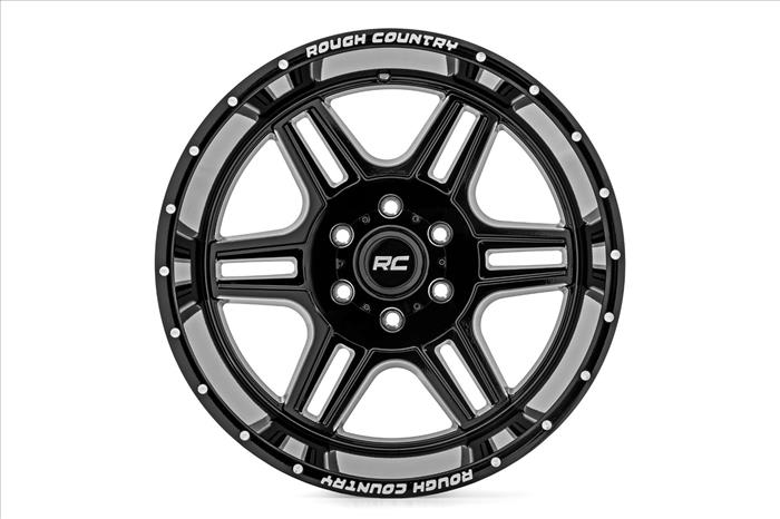 92 Series Wheel Machined One-Piece Gloss Black 20x12 6x5.5 -44mm Rough Country