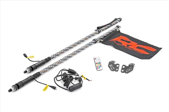 Polaris LED Whip Light Roll Cage Mounting Kit w/ LED Light Whips RZR 1000XP Turbo Rough Country