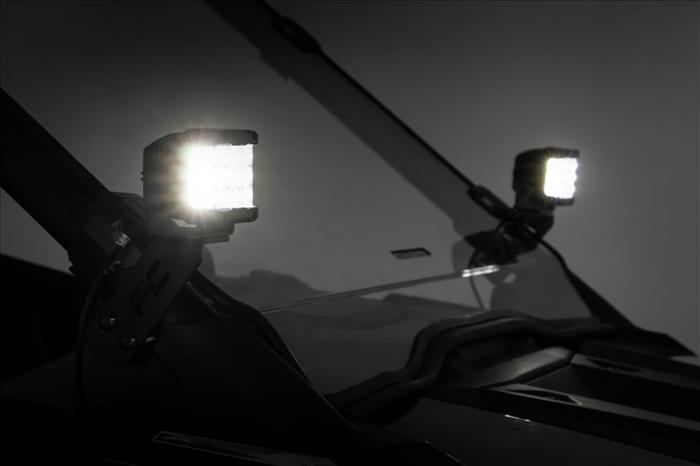 LED Light Kit A Pillar Mount 2 Inch Black Pair Flood Polaris RZR PRO XP Rough Country
