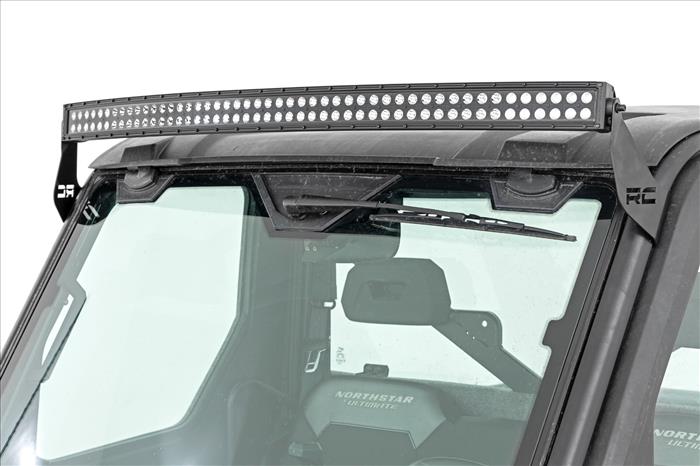 LED Light Front Mount 50 Inch Dual Row Black Pair with Factory Wiper 14-22 Polaris Ranger 1000XP Rough Country