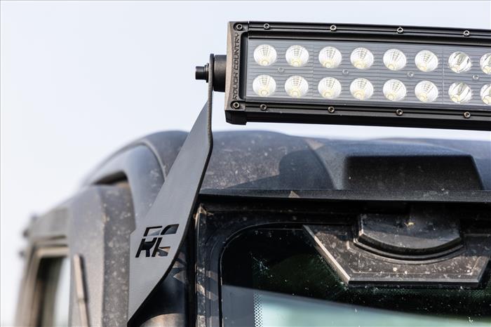 LED Light Front Mount 50 Inch Single Row Black Pair with Factory Wiper 14-22 Polaris Ranger 1000XP Rough Country