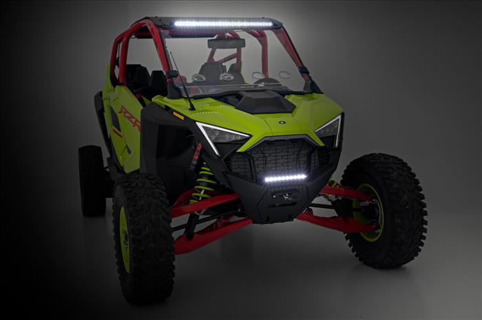 LED Light Winch Mount Front 10 Inch Black Slimline Polaris RZR Pro R Rough Country
