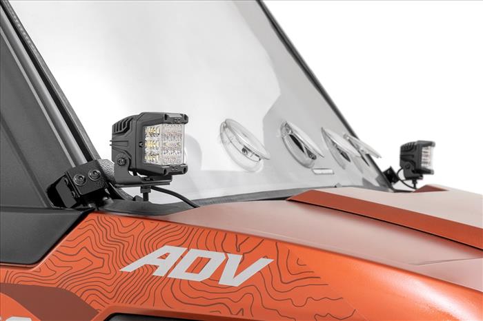 LED Light Kit Front Mount 3 Inch Chrome Pair Wide Angle Polaris XPEDITION ADV 5 Rough Country
