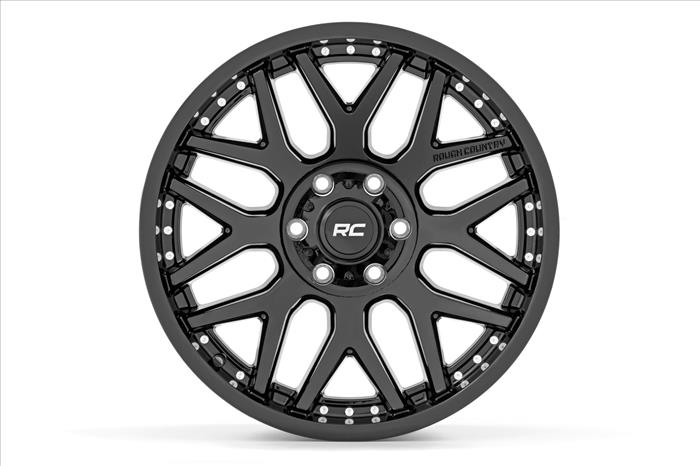 95 Series Wheel One-Piece Gloss Black 22x10 6x5.5 -25mm Rough Country