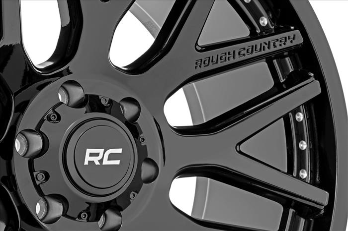 95 Series Wheel One-Piece Gloss Black 22x10 6x5.5 -25mm Rough Country