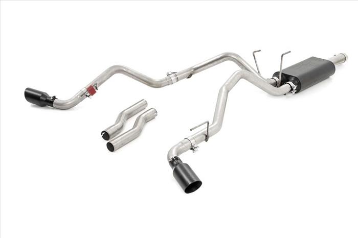 Dual Cat-Back Exhaust System w/Black Tips 09-18 RAM 1500 V8-4.7L 5.7L Rough Country