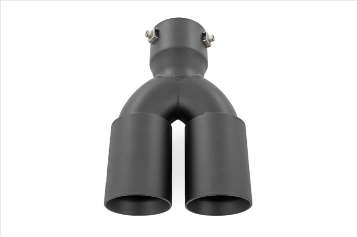 Exhaust Tip Black Red RC Logo 2.5-3 Inch Pipe Single Inlet Dual Outlet Rough Country
