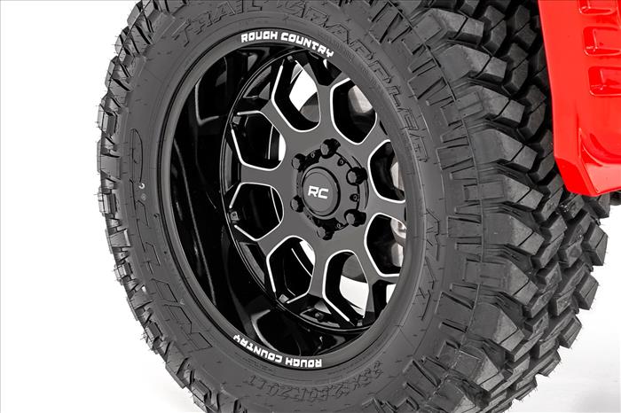 96 Series Wheel One-Piece Gloss Black 20x10 6x135 -19mm Rough Country