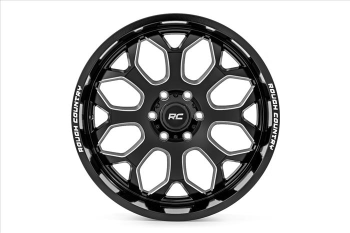 96 Series Wheel One-Piece Gloss Black 22x10 6x5.5 -19mm Rough Country
