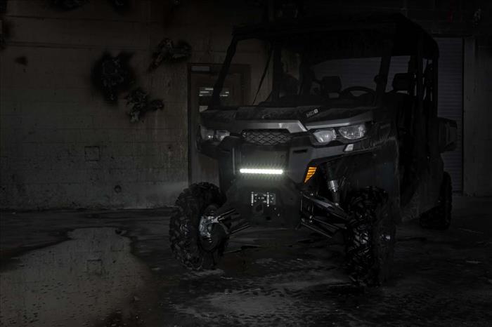 LED Light Bumper Mount 12 Inch Black Single Row White DRL Can-Am Defender HD 8/HD 9/HD 10 Rough Country