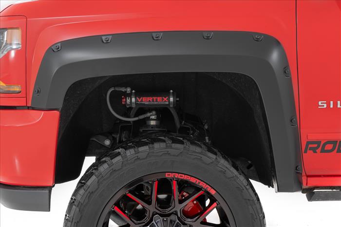 Pocket Fender Flares 5 Foot 9 Inch Bed GAN Silver Ice Metallic Chevy Silverado 1500 (14-18 & Classic) Rough Country