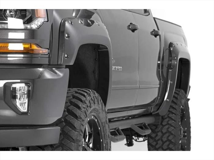 Chevrolet Pocket Fender Flares Rivets Summit White 16-18 Silverado 1500 5 Foot 8 Inch Bed Rough Country
