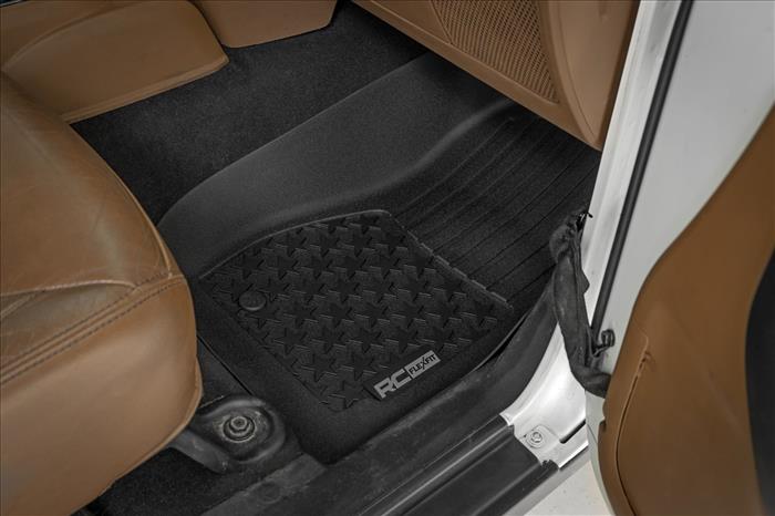 Floor Mats FR & RR 4 Door Jeep Wrangler Unlimited 4WD (2014-2018) Rough Country