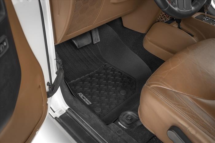 Floor Mats FR 2 Door Jeep Wrangler JK 4WD (2014-2018) Rough Country