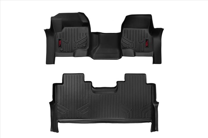 Heavy Duty Floor Mats Front/Rear-17-20 Ford Super Duty Crew Cab Bench Seats Rough Country