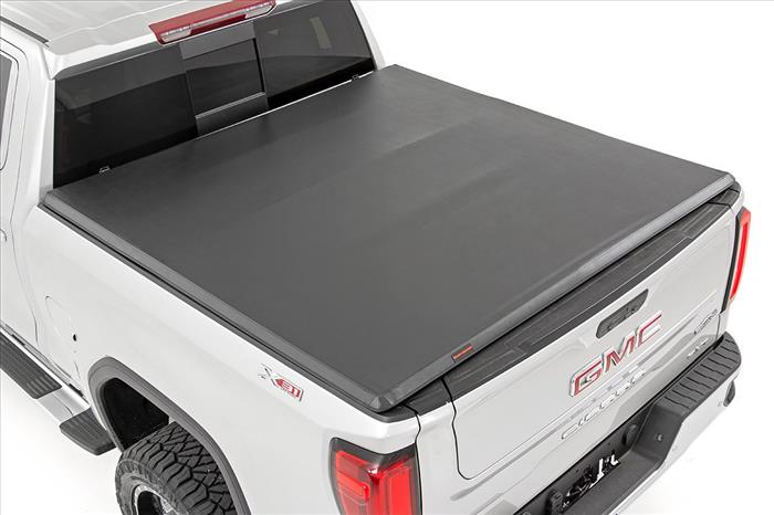 Soft Tri-Fold Bed Cover 19-20 Silverado/Sierra 1500 5 Foot 8 Inch Bed w/o Cargo Mgmt Rough Country