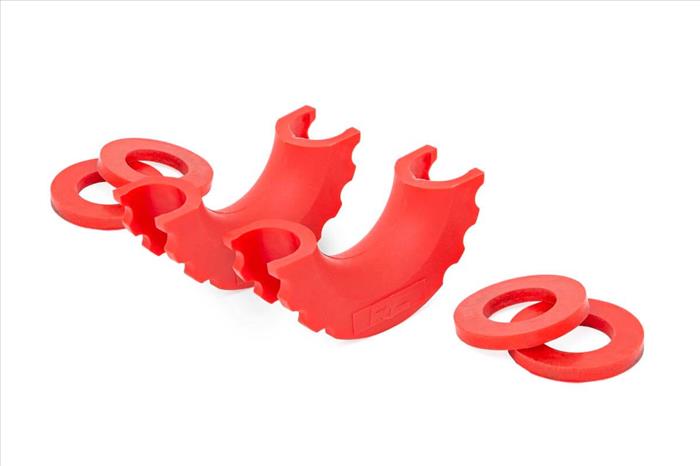 D-Ring Isolators Rough Country Logo Polyurethane Red Pair Rough Country
