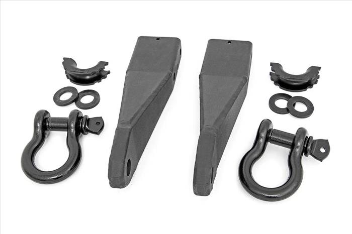 GMC Tow Hook to Shackle Conversion kit w/ D-Rings and Rubber Isolators 2020 2500 HD Rough Country