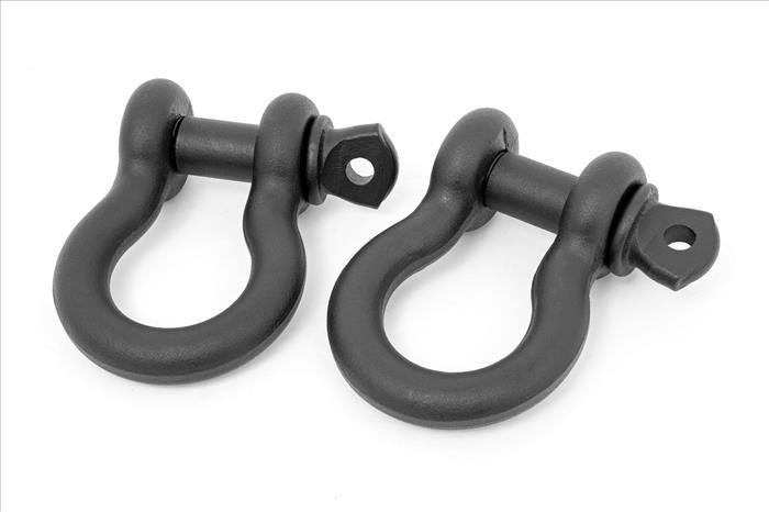 D Ring Shackles Cast 5/8 Inch Pin Pair Black Rough Country