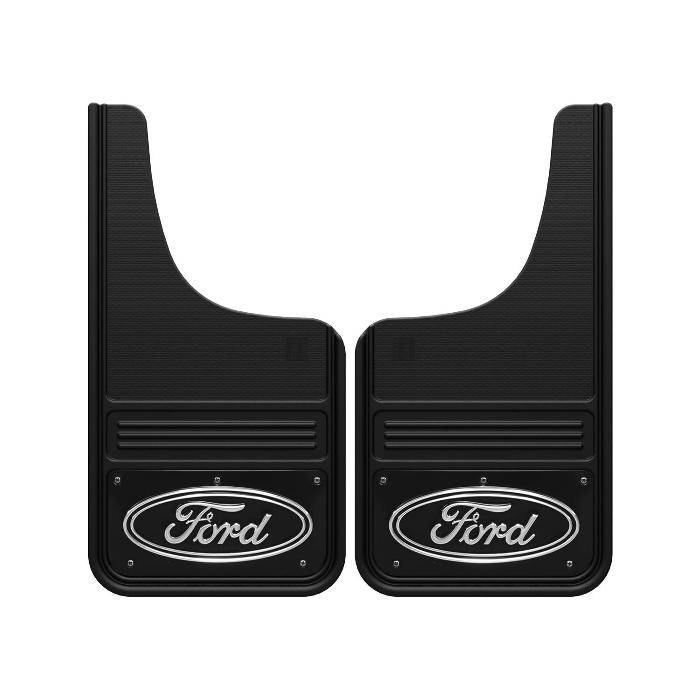 Splash Guards - Gatorback by Truck Hardware, Front Pair, Black Ford Oval F-Series VHC3Z-16A550-F