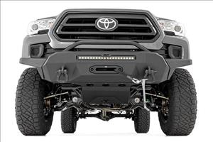 Front Bumper High Clearance Hybrid with 9500 Lb Pro Series Winch Synthetic Rope and 20 LED Light Bar 16-22 Toyota Tacoma Rough Country