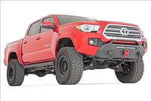 Front Bumper Hybrid with 9500-Lb Pro Series Winch Black Series with White DRL LED Light Bar 16-22 Toyota Tacoma 4WD Rough Country