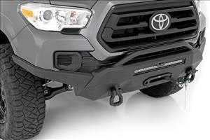 Front Bumper Hybrid with 12000 Lb Pro Series Winch Synthetic Rope and 20 Inch DRL LED Light Bar 16-22 Toyota Tacoma Rough Country