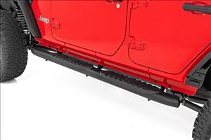 Oval Nerf Steps 4 Door Black Jeep Wrangler Unlimited 4WD (2018-2026) Rough Country