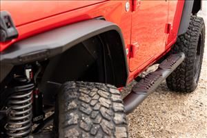 Oval Nerf Steps 4 Door Black Jeep Wrangler Unlimited 4WD (2018-2026) Rough Country