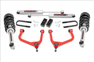 3.5 Inch Lift Kit N3 Struts Rear Mono Leaf Red Chevy Silverado 1500 (22-24) Rough Country