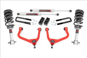 3.5 Inch Lift Kit M1 Struts/M1 Red Chevy Silverado 1500 2WD/4WD (2019-2024) Rough Country