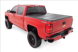 Hard Tri-Fold Flip Up Bed Cover 6 Foot 7 Inch Bed Rail Cap Silverado/Sierra 1500/2500HD/3500HD (14-19) Rough Country