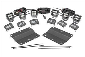 LED Light Kit Fog Mount Triple 2 Inch Black Pair Flood Ford Bronco (21-25) Rough Country