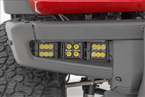 LED Light Kit Fog Mount Triple 2 Inch Black Pair Flood Ford Bronco (21-25) Rough Country