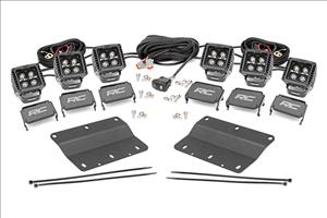 LED Light Kit Fog Mount Triple 2 Inch Black Pair Amber DRL Ford Bronco (21-25) Rough Country