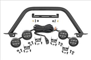 Safari Bar 3.5 Inch Round LED (Quad) Black Amber DRL OE Modular Steel Ford Bronco (21-25) Rough Country