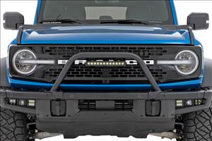 Safari Bar 12 Inch LED Light Bar Black DRL Single Row OE Modular Steel Ford Bronco (21-25) Rough Country